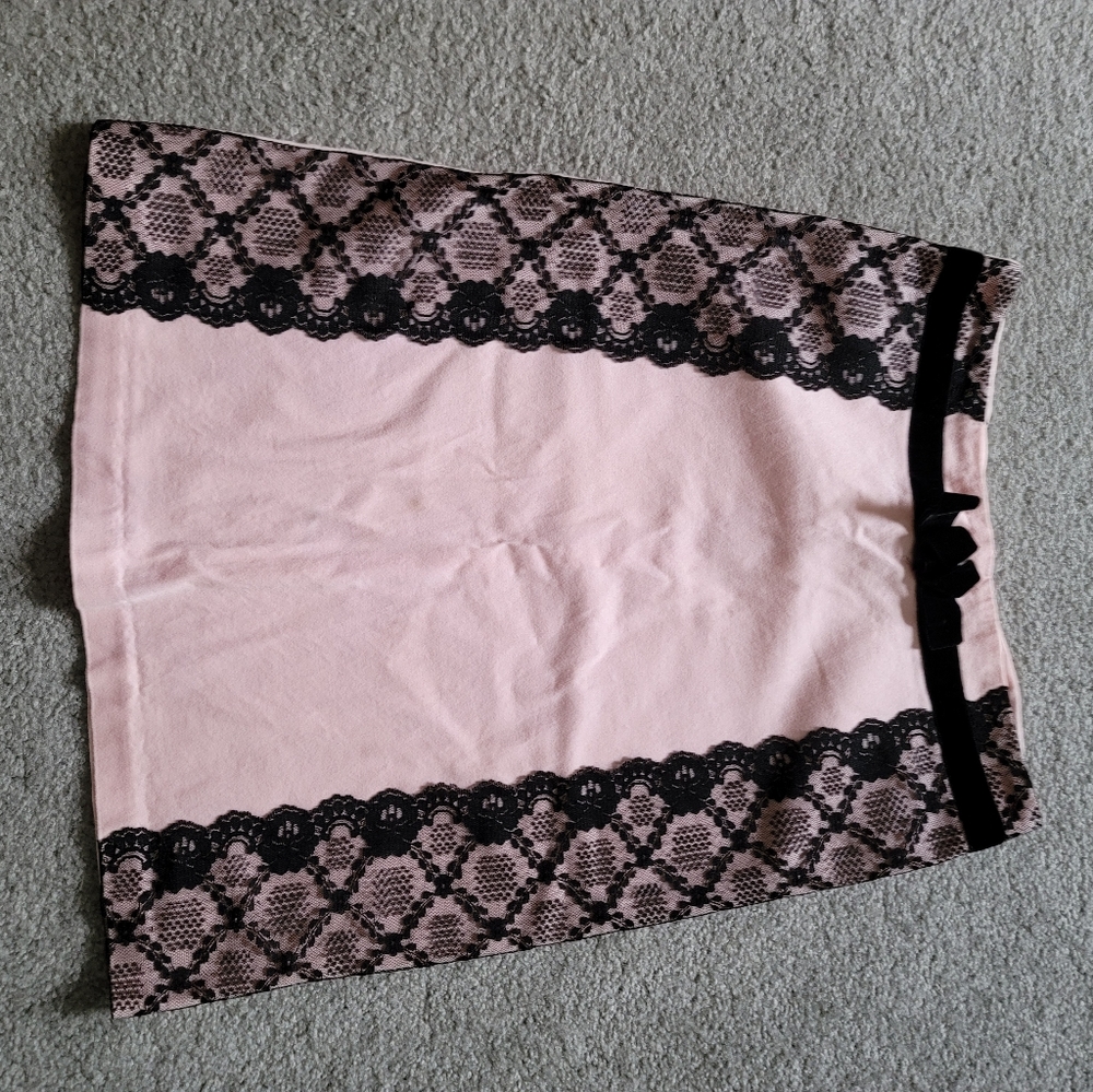 Ruth Women's Pencil Skirt Size 2 Pink Black Lace Back Zipper